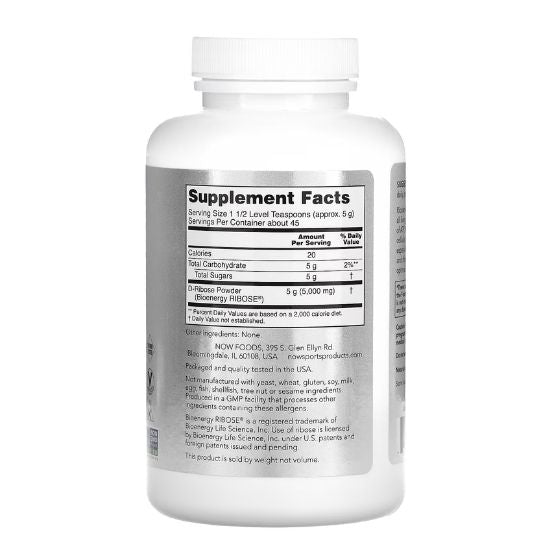 D-Ribose, Powder, 227g, NOW Foods - Vitax.ro