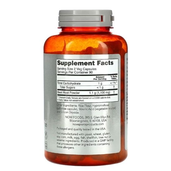Beet Root Capsules, 180 vcaps, NOW Foods - Vitax.ro