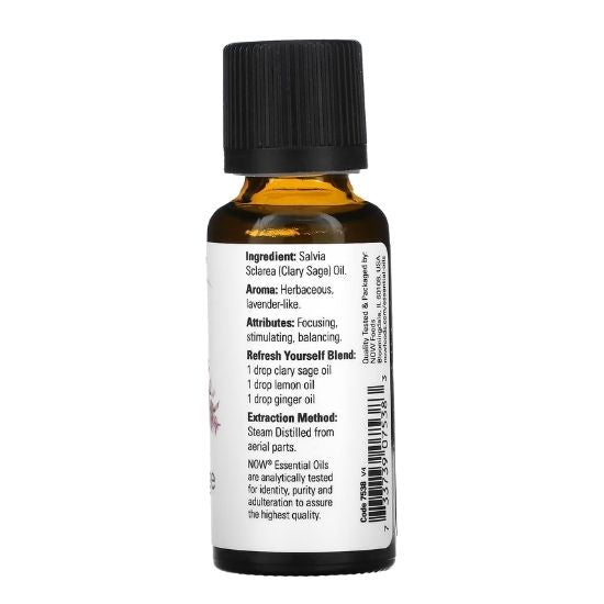 Essential Oil, Clary Sage Oil, 30 ml, NOW Foods - Vitax.ro