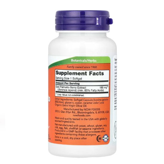 Saw Palmetto Extract, 160mg, 120 softgels, NOW Foods - Vitax.ro
