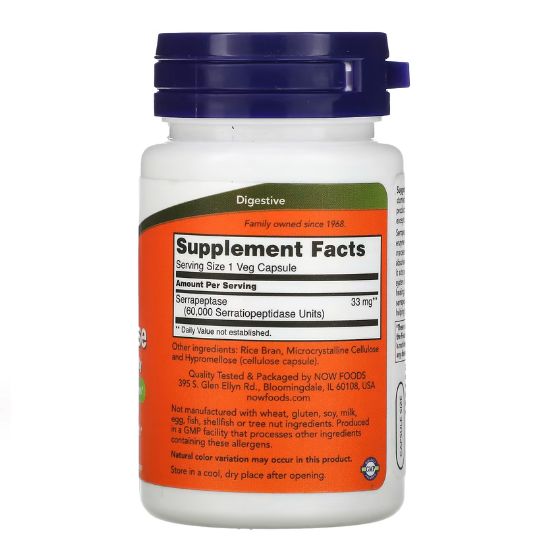 Serrapeptase, 60 vcaps, NOW Foods - Vitax.ro