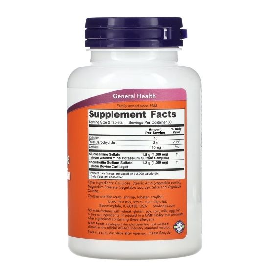 Glucosamine & Chondroitin Extra Strength, 60 tabs, NOW Foods - Vitax.ro