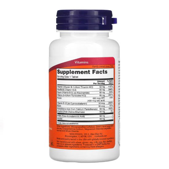 Vitamin B-50, 100 tablets, NOW Foods - Vitax.ro