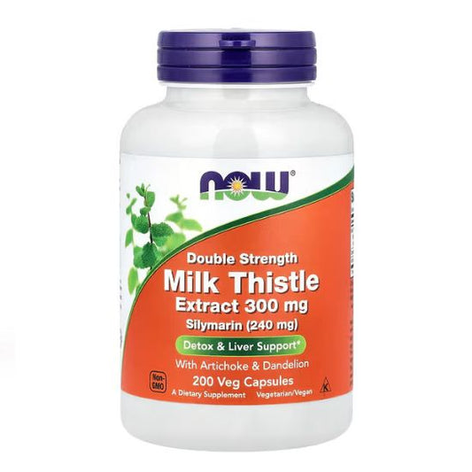 Milk Thistle Extract, Double Strength, 300mg, 200 vcaps, NOW Foods - Vitax.ro