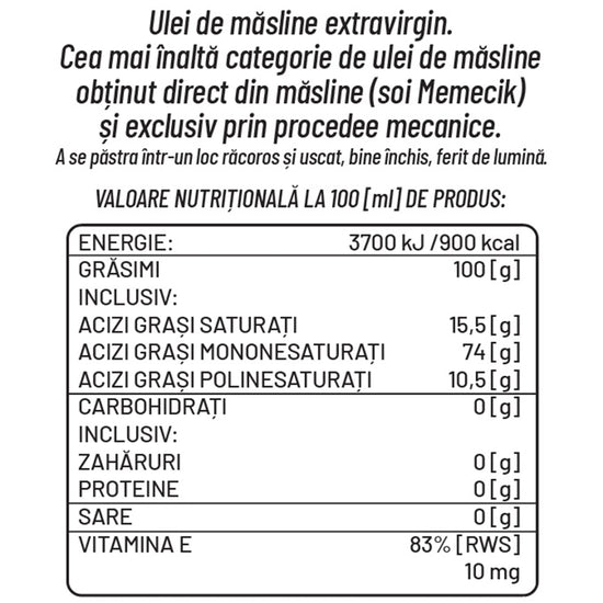 Ulei de Masline Extravirgin, 500 ml, Infinitum | Vitax.ro
