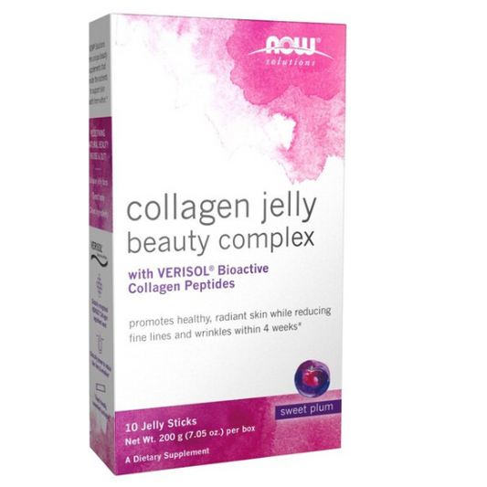 Collagen Jelly Beauty Complex, Sweet Plum, 10 jelly sticks, NOW Foods - Vitax.ro