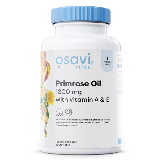 Primrose Oil with Vitamin A & E, 1800mg,90 softgels, Osavi - Vitax.ro