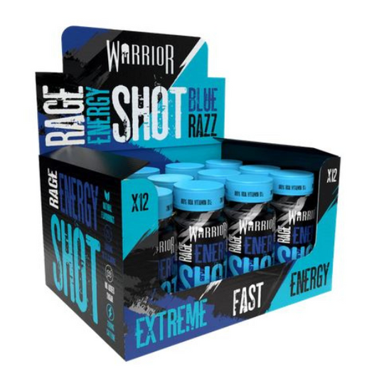 Rage Energy Shot, Blue Razz, 12x60 ml, Warrior