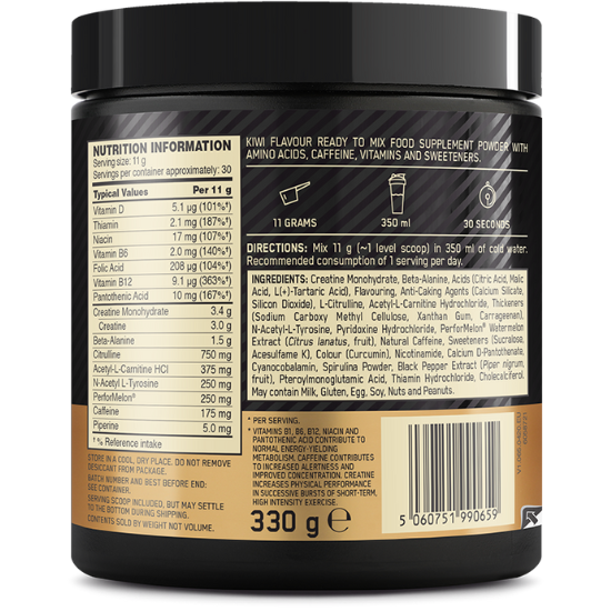 Gold Standard Pre-Workout, 330 g Kiwi, Optimum Nutrition - Vitax.ro