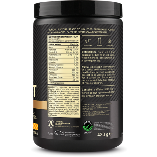 Gold Standard Pre-Workout Advanced, 420 g, Tropical, Optimum Nutrition - Vitax.ro