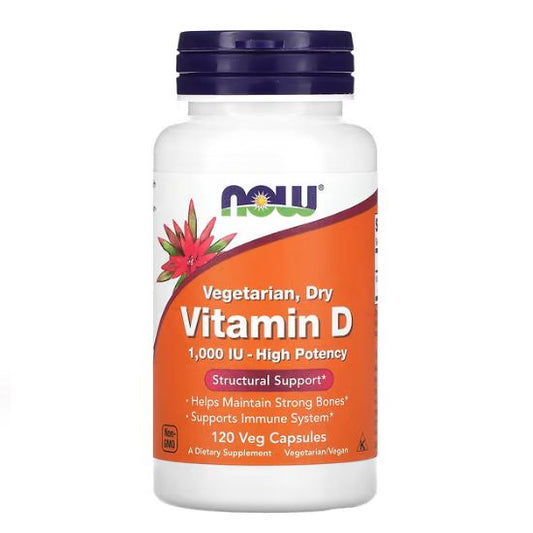 Vitamin D, 1000 IU Vegetarian - Dry, 120 vcaps, NOW Foods - Vitax.ro