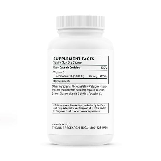 D-5,000, 125 mcg (5,000 IU), 60 Capsules, Thorne Research - Vitax.ro