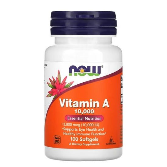 Vitamin A 10.000 UI, 100 Capsule Moi, NOW Foods - Vitax.ro