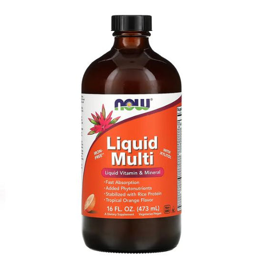 Liquid Multi, Tropical Orange (Iron Free), 473 ml, NOW Foods - Vitax.ro