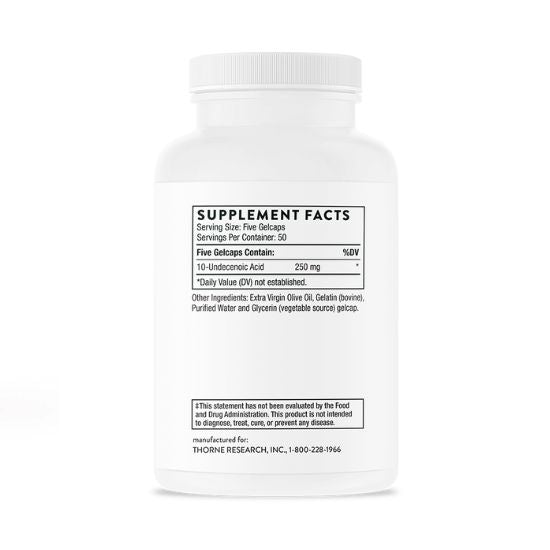 Acid undecilenic, 250 de capsule de gel, Thorne Research - Vitax.ro