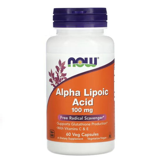 Alpha Lipoic Acid with Vitamins C & E, 100mg, 60 vcaps, NOW Foods - Vitax.ro
