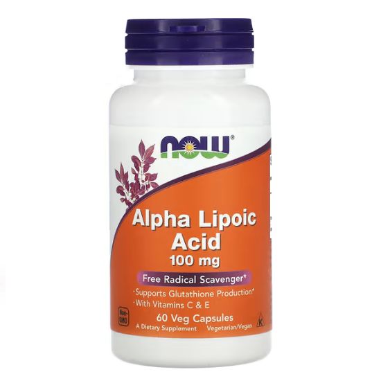 Alpha Lipoic Acid with Vitamins C & E, 100mg, 60 vcaps, NOW Foods - Vitax.ro