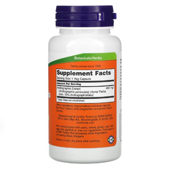 Andrographis Extract, 400mg, 90 vcaps, NOW Foods - Vitax.ro
