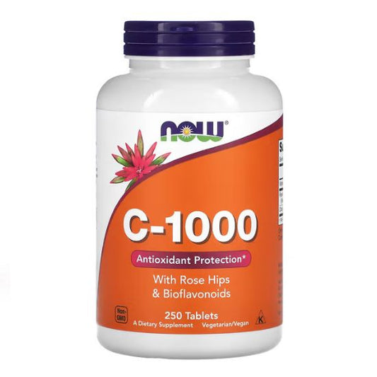 Vitamin C-1000 with Rose Hips & Bioflavonoids, 250 tablets, NOW Foods - Vitax.ro