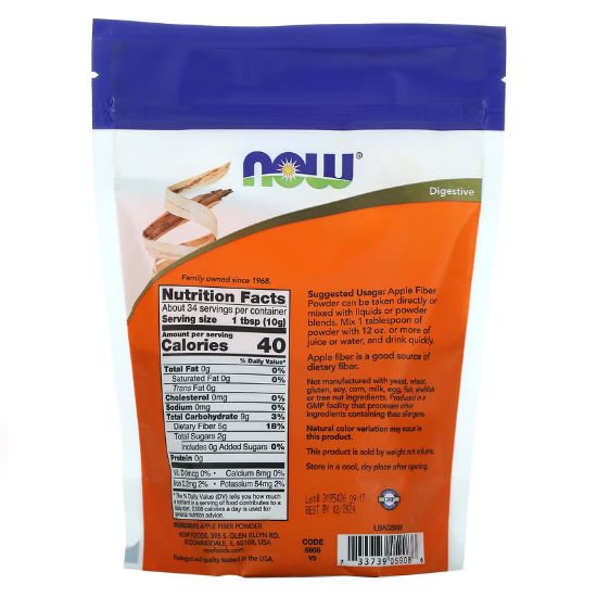 Apple Fiber, 340g, NOW Foods - Vitax.ro
