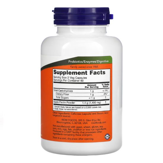 Apple Pectin, 700mg, 120 vcaps, NOW Foods - Vitax.ro