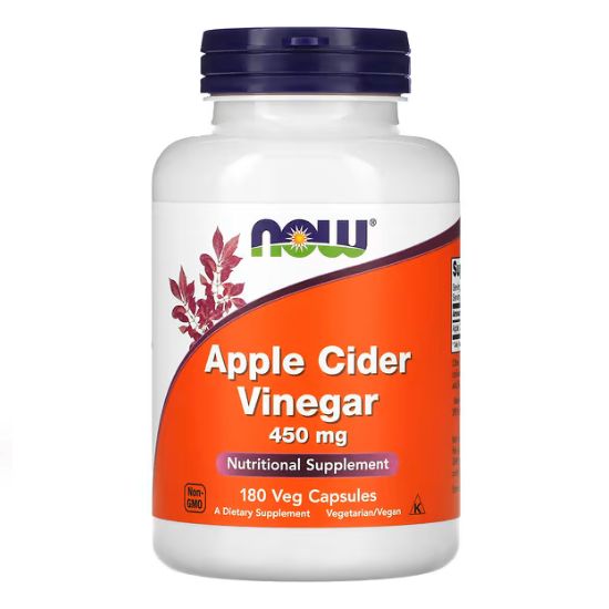 Apple Cider Vinegar, 450mg, 180 vcaps, NOW Foods - Vitax.ro