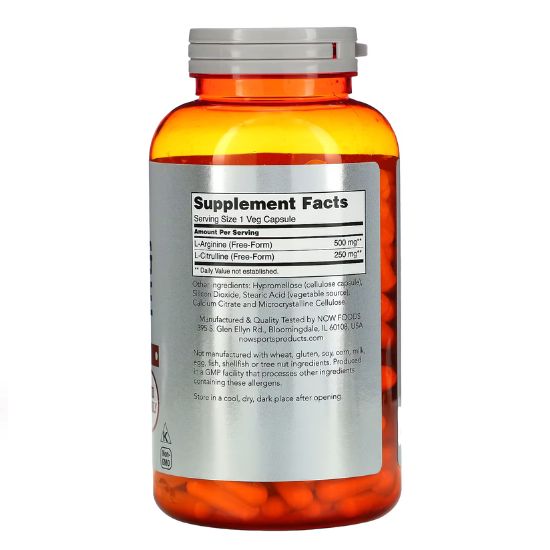 Arginine & Citrulline, 240 vcaps, NOW Foods - Vitax.ro