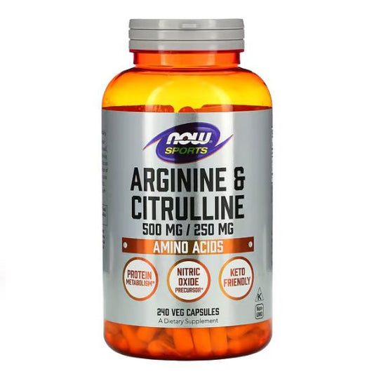 Arginine & Citrulline, 240 vcaps, NOW Foods - Vitax.ro