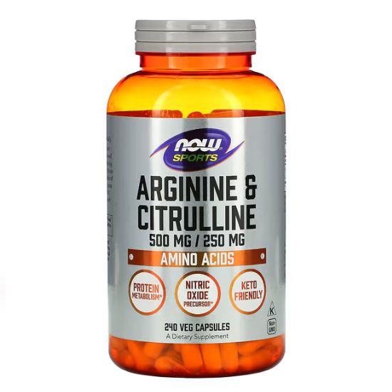 Arginine & Citrulline, 240 vcaps, NOW Foods - Vitax.ro