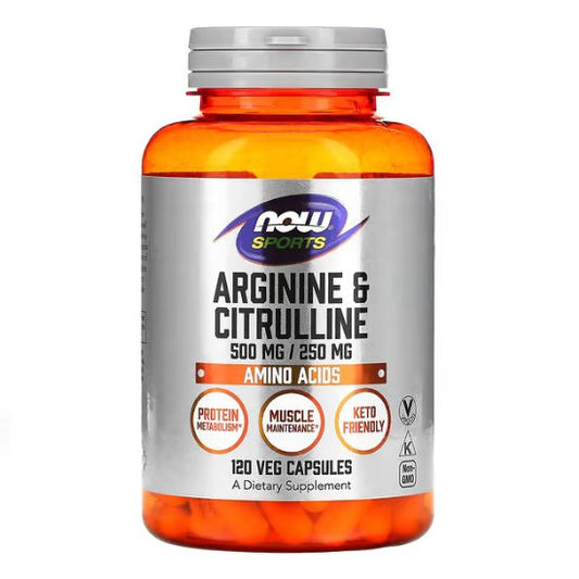 Arginine & Citrulline, 120 vcaps, NOW Foods - Vitax.ro