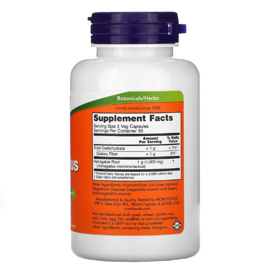 Astragalus, 500mg, 100 caps, NOW Foods - Vitax.ro