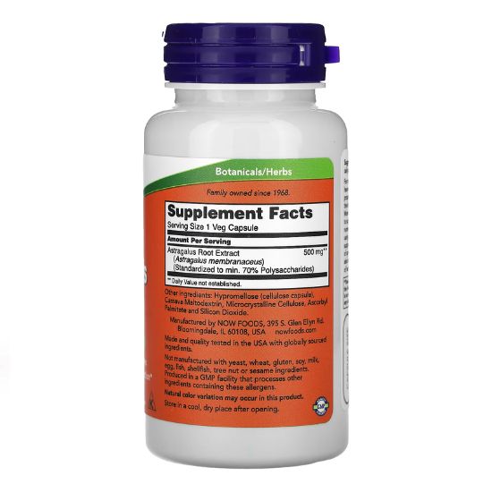 Astragalus Extract, 500mg, 90 vcaps, NOW Foods - Vitax.ro