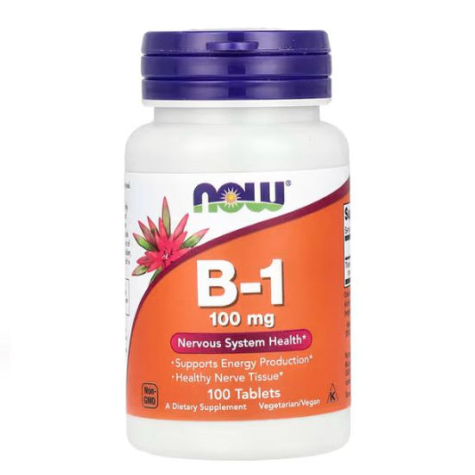 Vitamina B-1 100 mg, 100 Tablete, NOW Foods - Vitax.ro