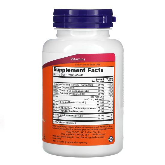 Vitamin B-50, 100 vcaps, NOW Foods - Vitax.ro