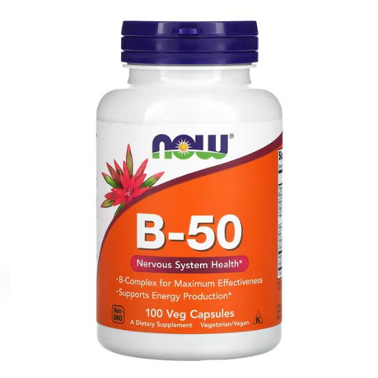 Vitamin B-50, 100 vcaps, NOW Foods - Vitax.ro