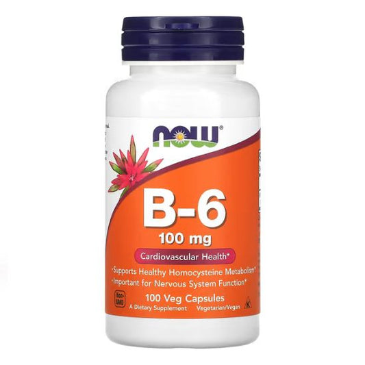 Vitamin B-6, 100mg, 100 caps, NOW Foods - Vitax.ro