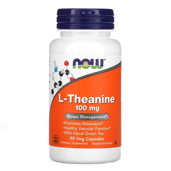 L-Theanine with Decaf Green Tea, 100mg, 90 vcaps, NOW Foods - Vitax.ro