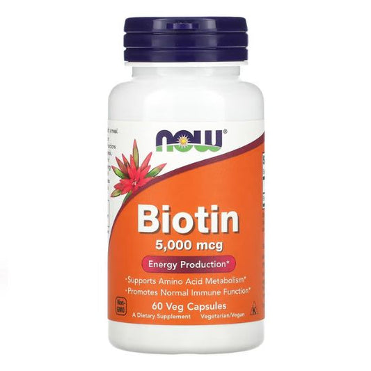 Biotin, 5000mcg, 60 vcaps, NOW Foods - Vitax.ro
