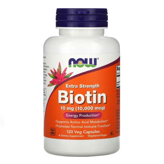 Biotin, 10mg Extra Strength, 120 vcaps, NOW Foods - Vitax.ro
