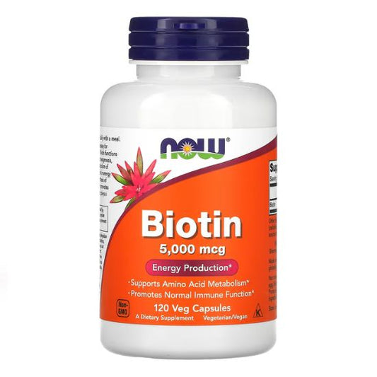Biotin, 5000mcg, 120 vcaps, NOW Foods - Vitax.ro