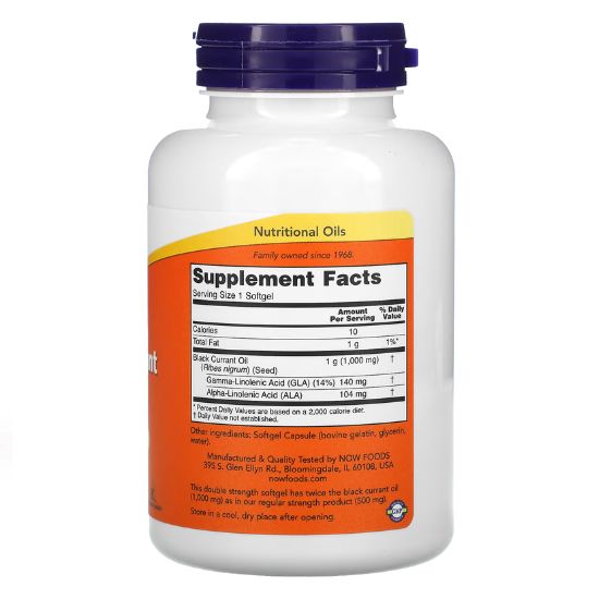 Black Currant Oil, 1000mg, 100 softgels, NOW Foods - Vitax.ro