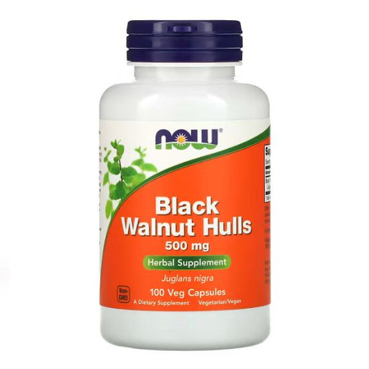 Black Walnut Hulls, 500mg, 100 caps, NOW Foods - Vitax.ro