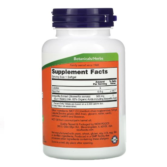 Boswellia Extract, 500mg, 90 softgels, NOW Foods - Vitax.ro