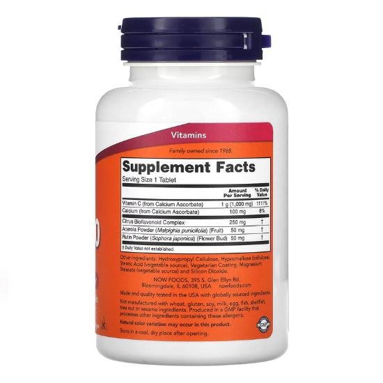 Vitamin C-1000 Complex, Buffered with 250mg Bioflavonoids, 90 tabs, NOW Foods - Vitax.ro