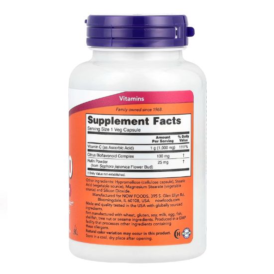 Vitamin C-1000 Complex cu Bioflavonoide, 100 Capsule Vegetale, NOW Foods - Vitax.ro