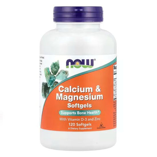 Calcium & Magnesium with Vit D and Zinc, 120 softgels, NOW Foods - Vitax.ro