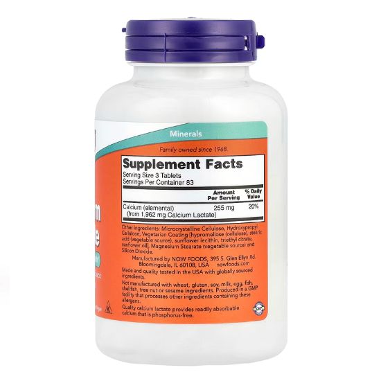 Calcium Lactate, 250 tablets, NOW Foods - Vitax.ro