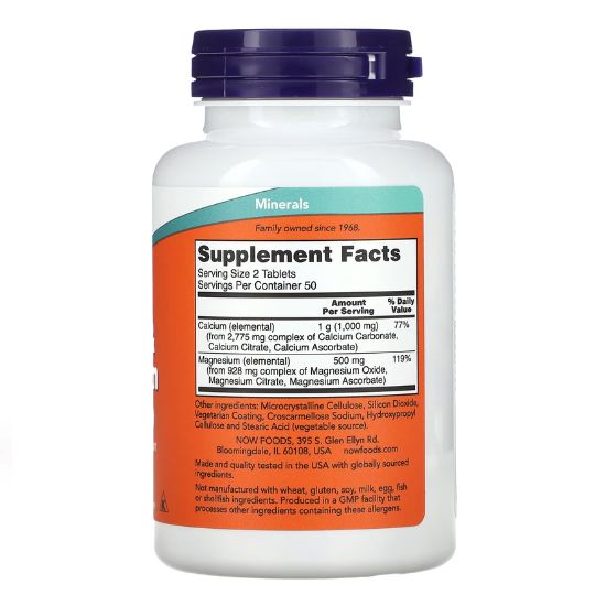 Calcium & Magnesium, 100 tablets, NOW Foods - Vitax.ro