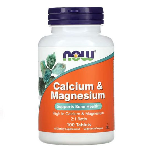 Calcium & Magnesium, 100 tablets, NOW Foods - Vitax.ro