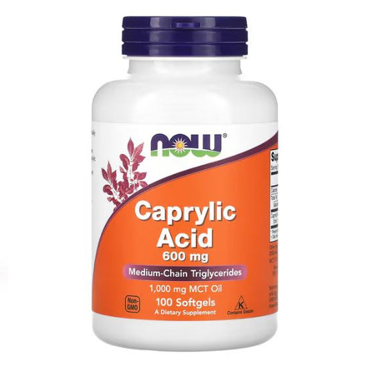 Caprylic Acid, 600mg, 100 softgels, NOW Foods - Vitax.ro